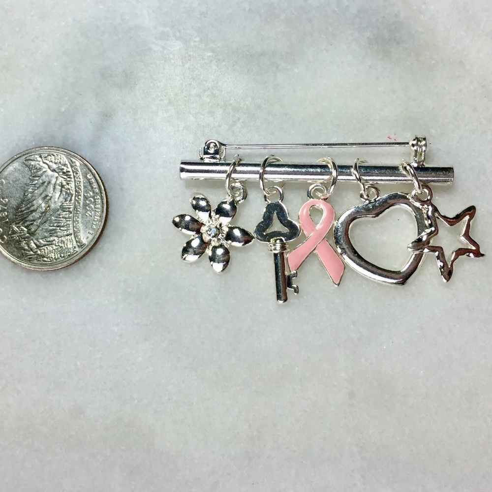 🎗Breast Cancer Ribbon Horizontal Charm Brooch🎗